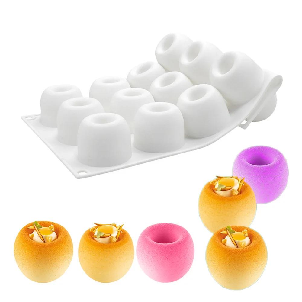 Christmas Silicone Cake Mold Top Concave Design Cylindrical Ball Mousse Dessert Decorate Tools Chocolate Mould Kitch